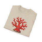 T-Shirt — Red Coral Illustration with French Quote