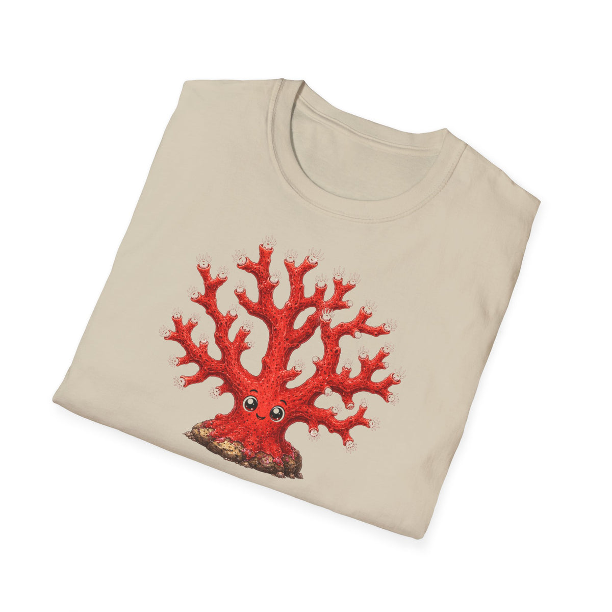 T-Shirt — Red Coral Illustration with French Quote
