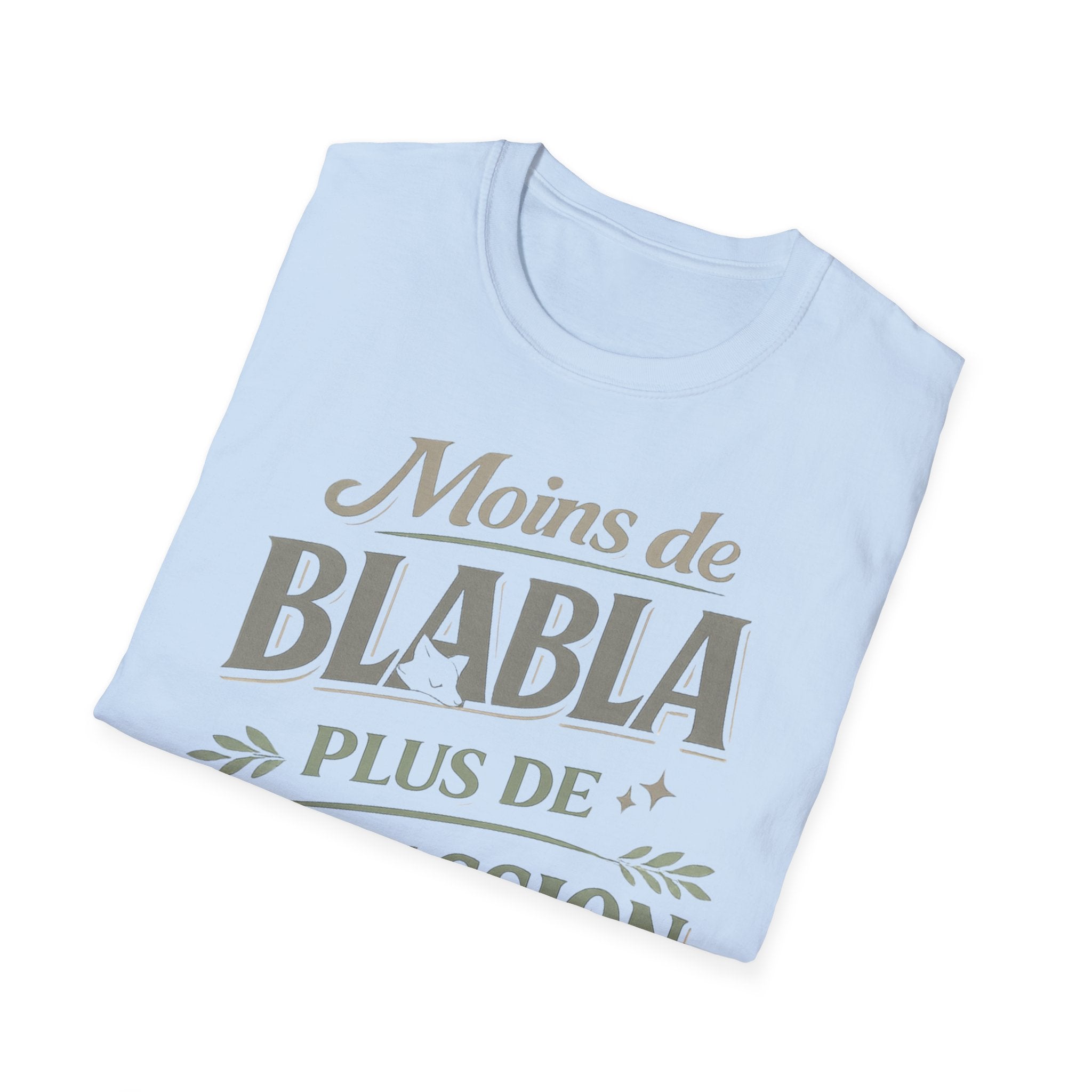 T-Shirt — "Moins de Blabla, Plus de Compassion" French Typography Tee