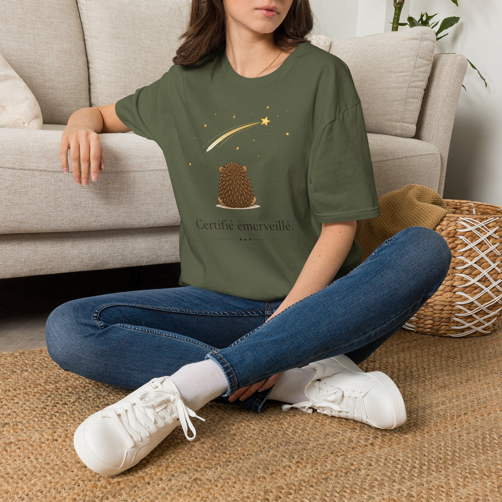 T-shirt Hérisson et étoile filante — Adorable illustration « Étoile émerveille »