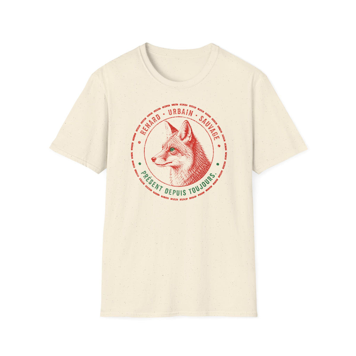 T-shirt Renard vintage avec écusson — « Renard urbain sauvage » — T-shirt rétro sur le thème de la faune sauvage
