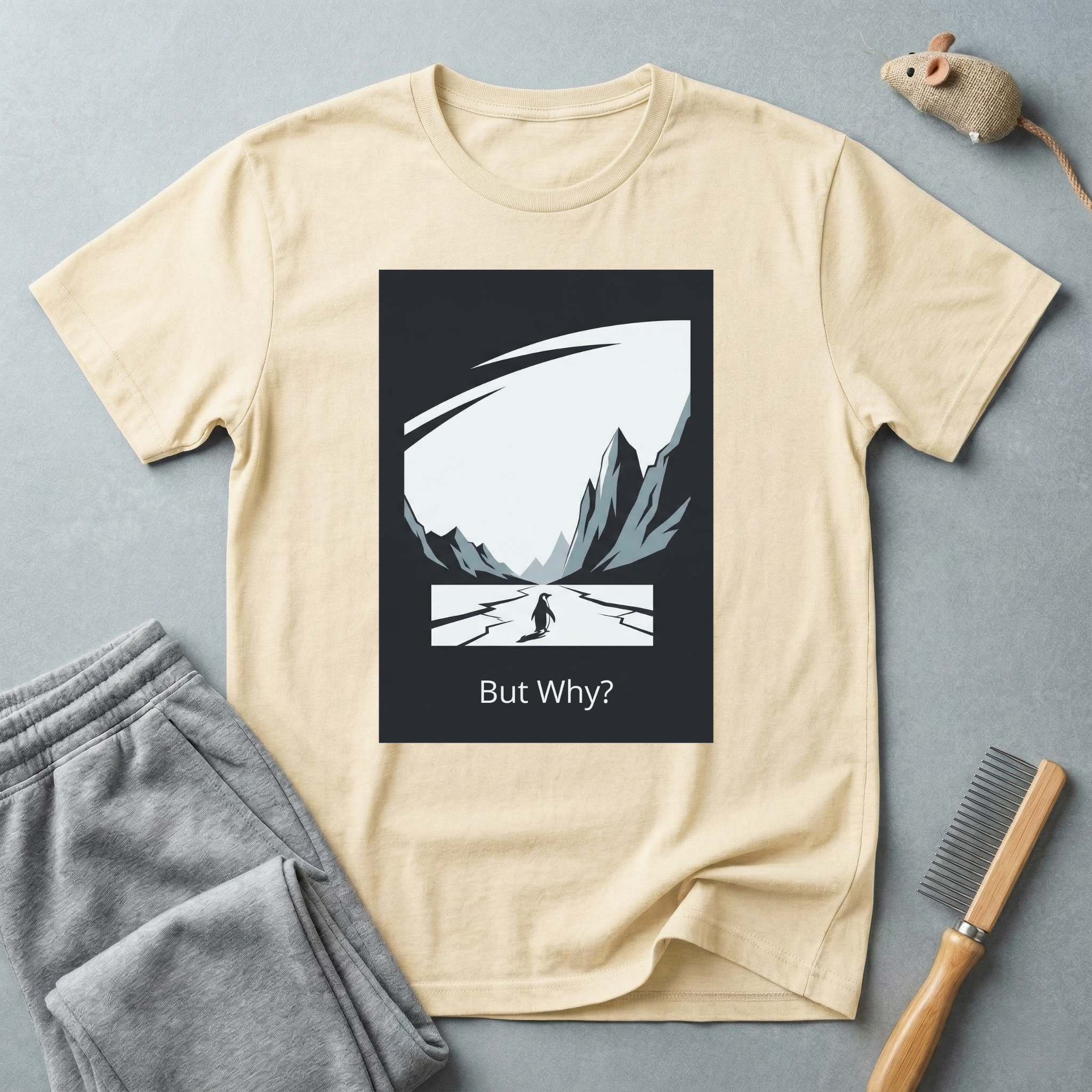T-shirt — T-shirt graphique minimaliste de montagne avec la mention «But Why?»