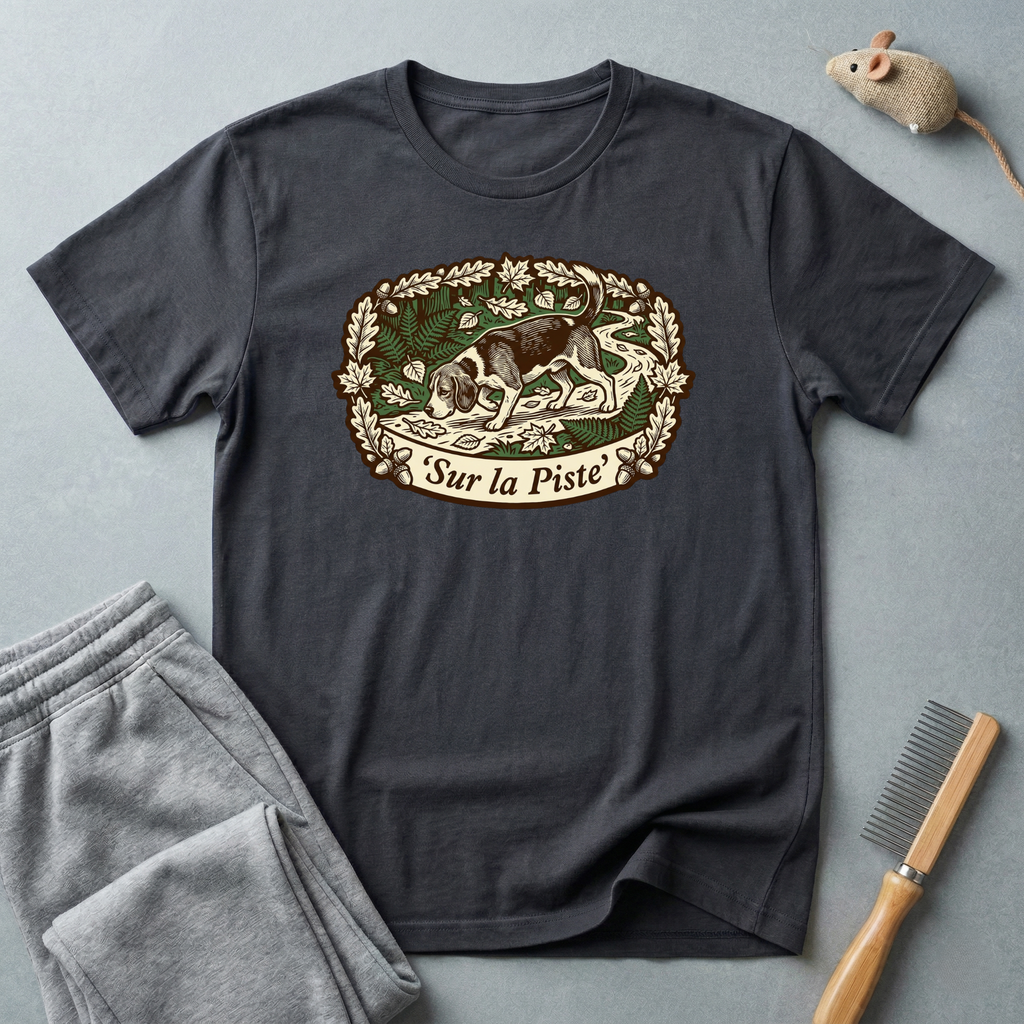 T-shirt — Graphique vintage nature lapin «Sur la piste»