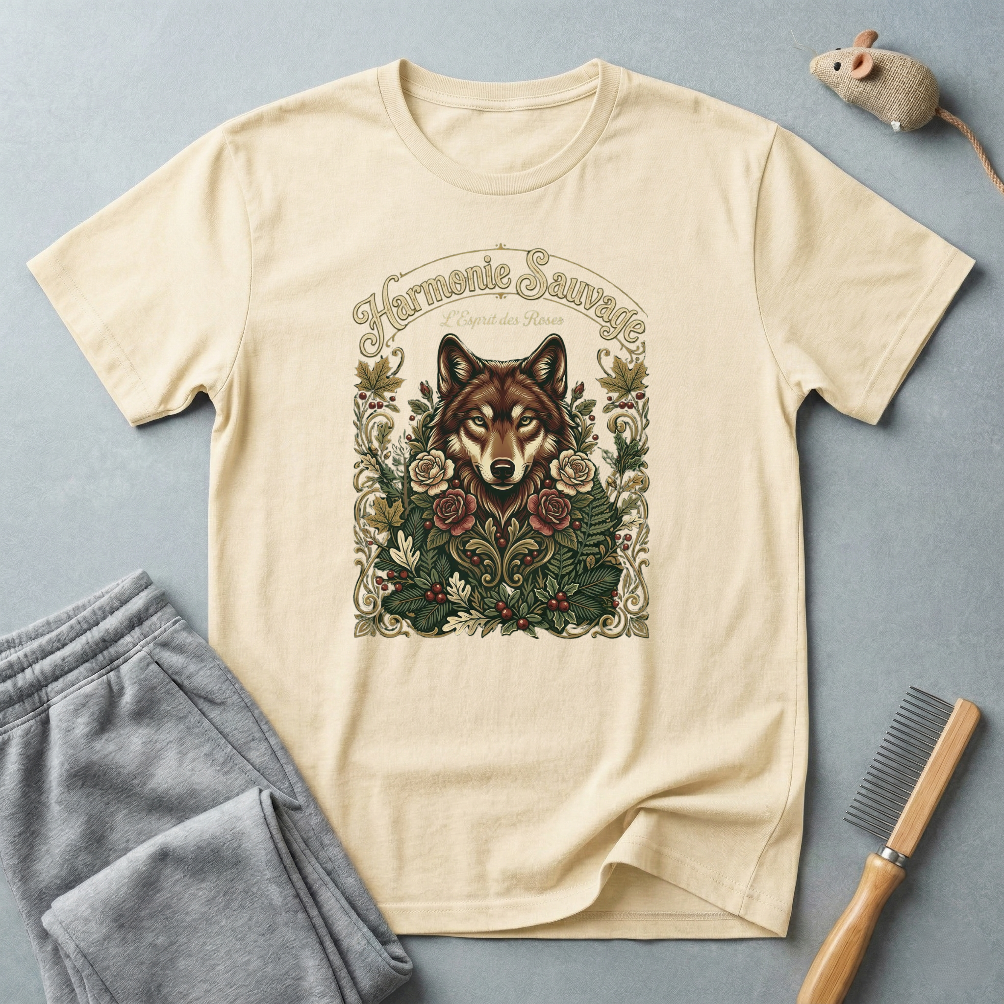T-shirt Loup Floral — «Sauvagement Féroce» T-shirt graphique nature vintage 🐺🌿