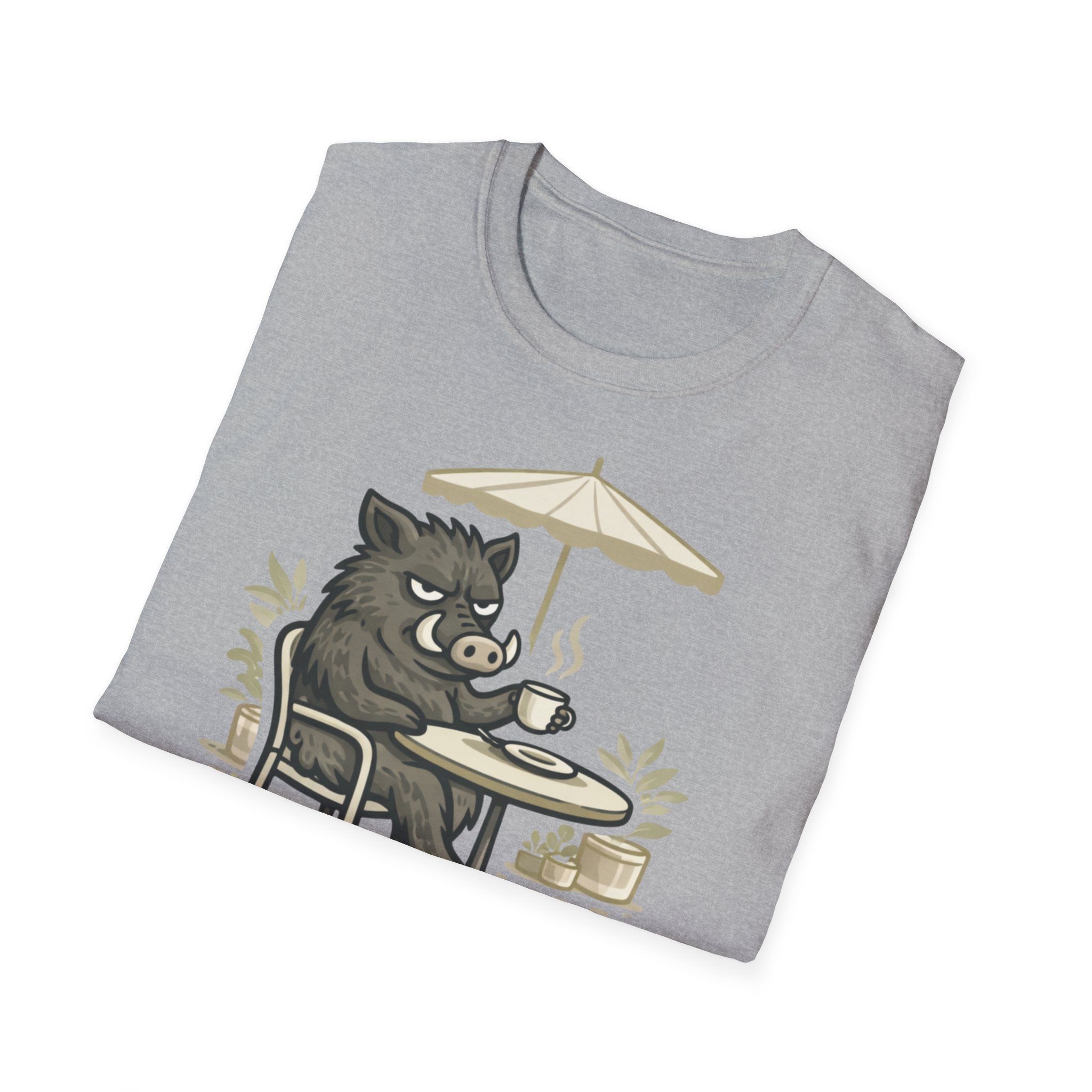 Boar Coffee Tee — "Naturellement agressif" Graphic T-Shirt