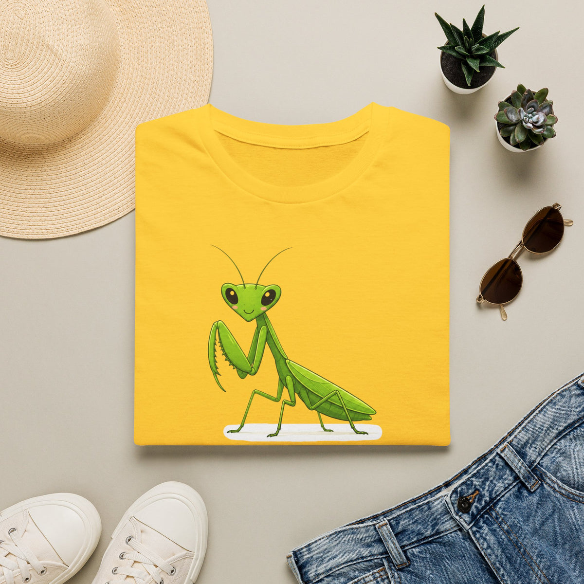 T-shirt Mante religieuse — Illustration d'une jolie mante religieuse verte