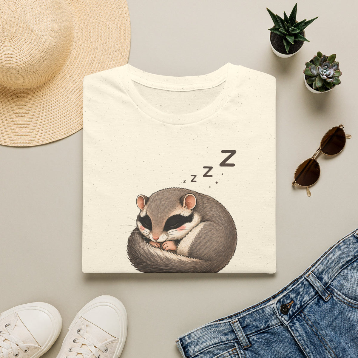 T-shirt « Planeur de sucre endormi » — Adorable petit animal de poche faisant la sieste, Zzz