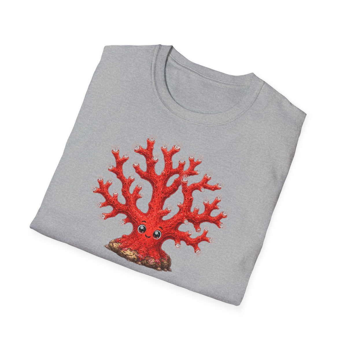 T-Shirt — Red Coral Illustration with French Quote