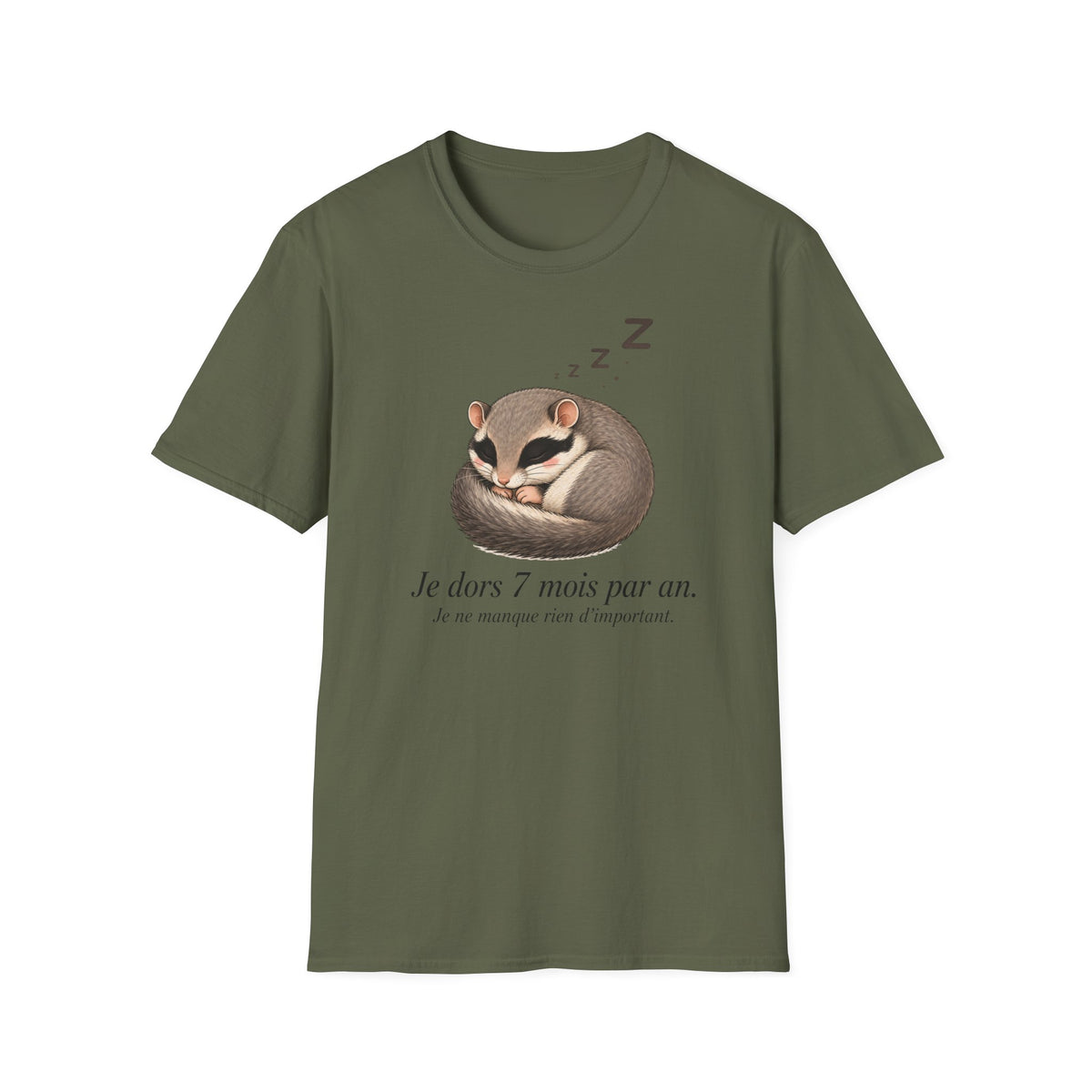 T-shirt « Planeur de sucre endormi » — Adorable petit animal de poche faisant la sieste, Zzz