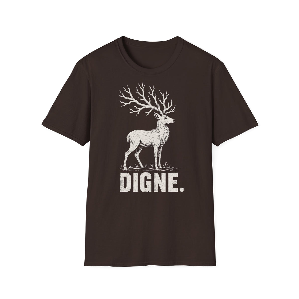T-shirt illustré avec cerf — « DIGNE. » — T-shirt graphique inspiré de la nature