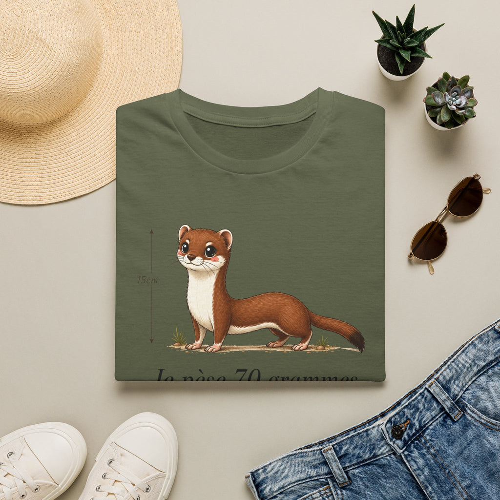 T-shirt — Adorable illustration d’hermine : « Je pèse 70 grammes, je chasse des lapins »