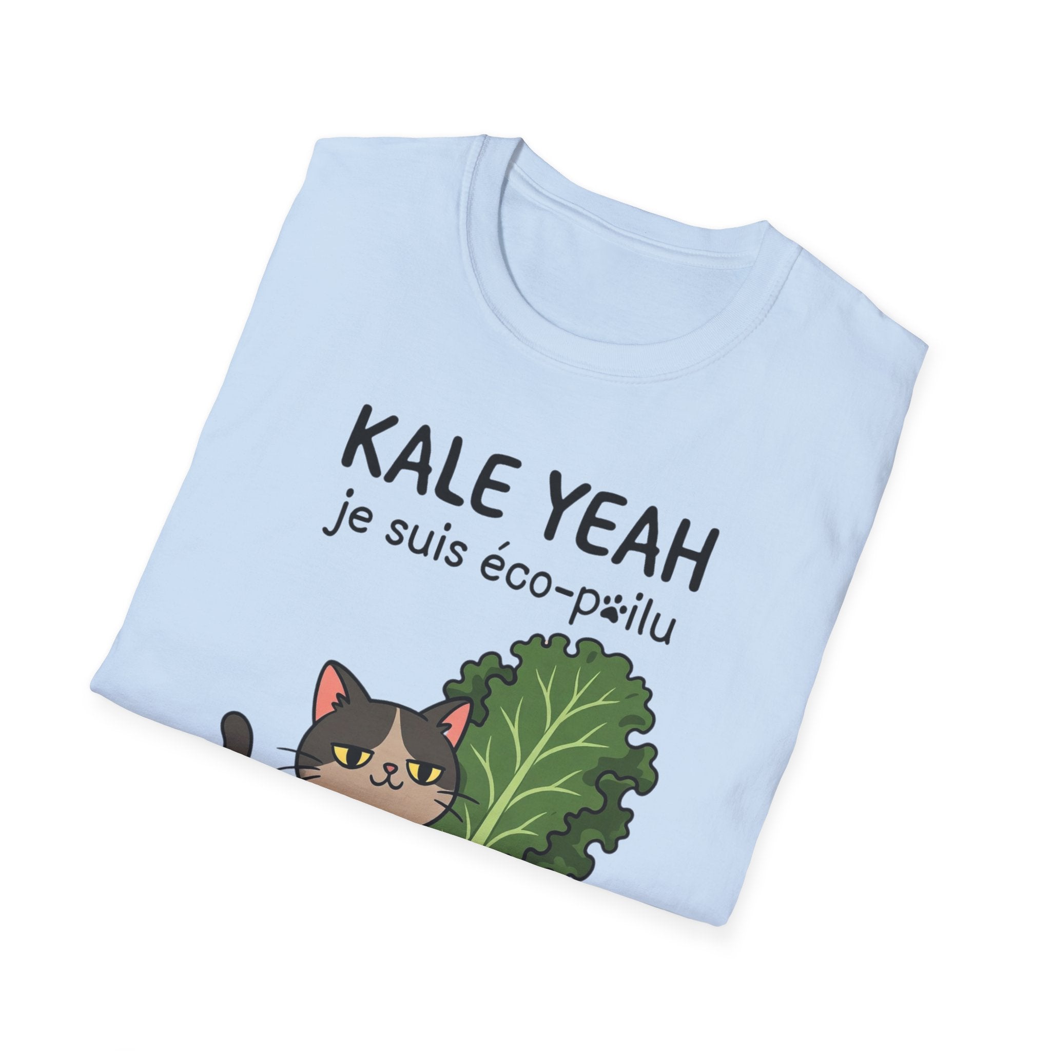 Kale Yeah Cat T-Shirt – Cute Vegan/eco-friendly Graphic Tee ("je suis éco-pailu")