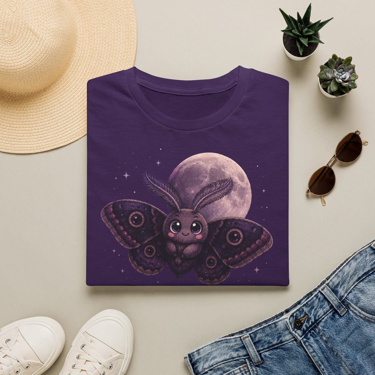 T-shirt avec papillon de nuit et lune — « La Lune » — T-shirt graphique