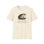 T-shirt — Illustration vintage de moule perlière avec la phrase française « Je peux vivre 200 ans »