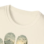 Wild Paw Landscape T-Shirt — Mountain Forest Paw Print Nature Tee
