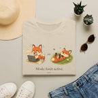 T-shirt graphique avec renards — « Mode forêt activé / … »