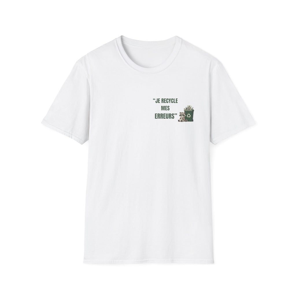 T-Shirt — "I recycle my mistakes" Graphic Tee with Recycling Camera Art