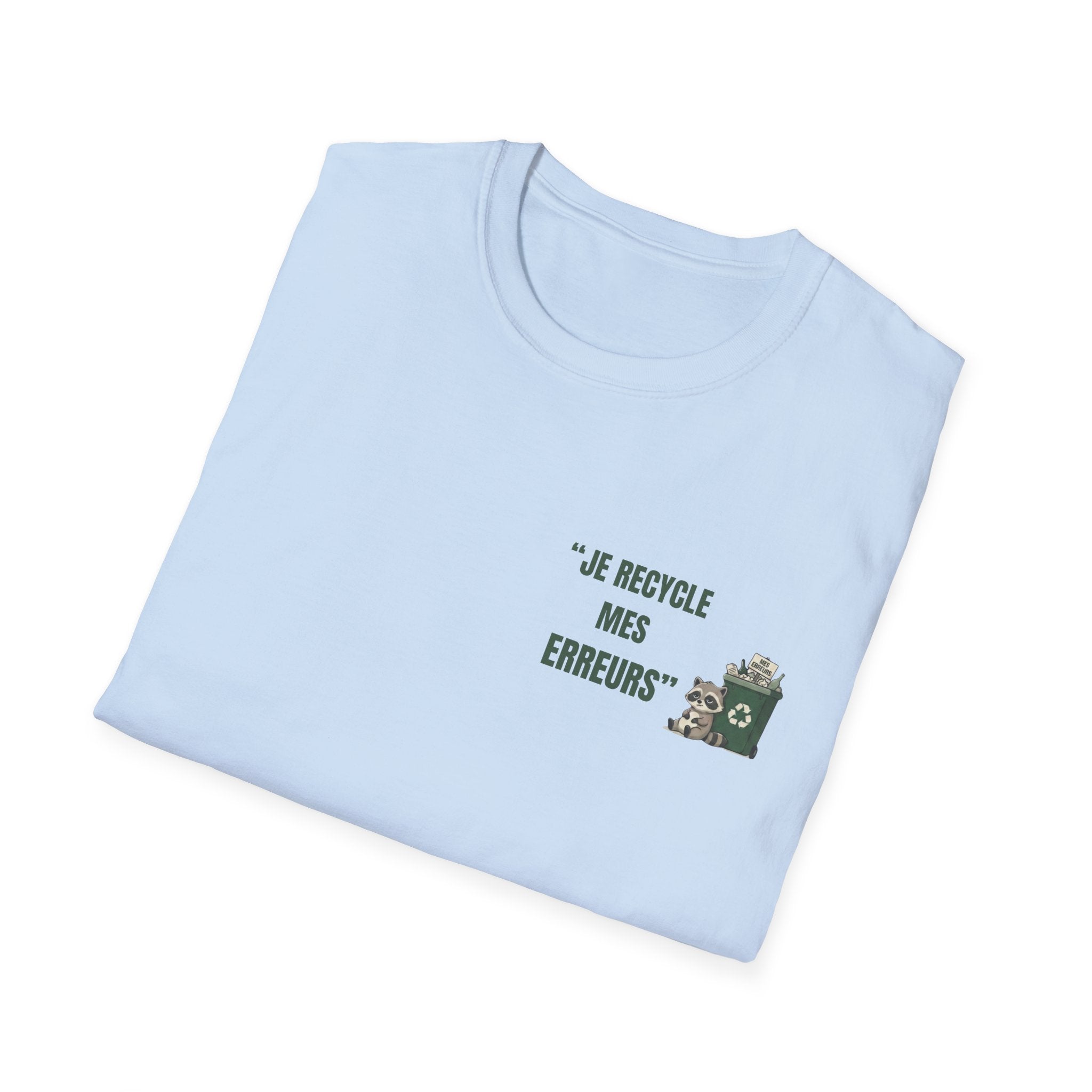 T-Shirt — "Je recycle mes erreurs" Graphic Tee with Recycling Camera Art