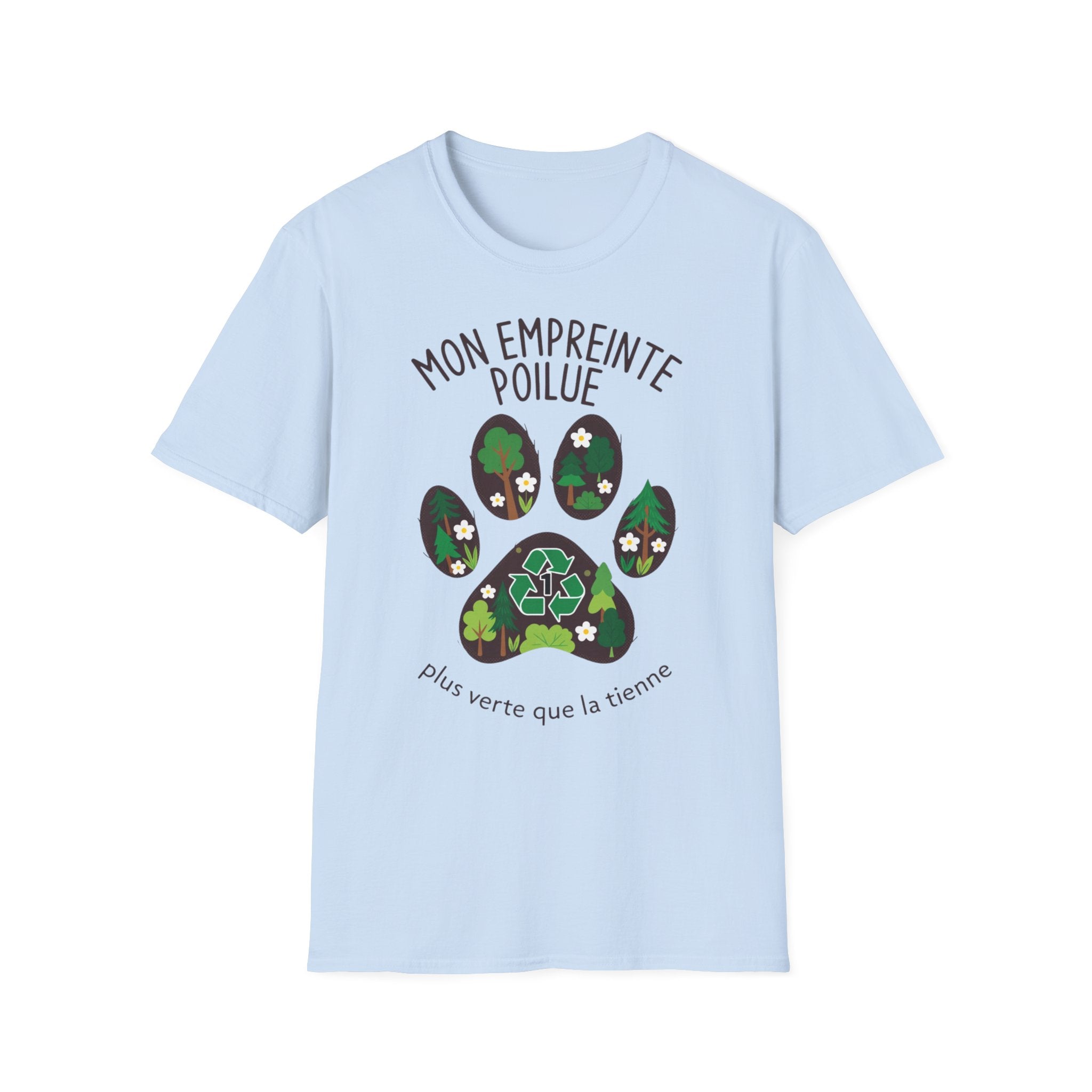 French Paw Print T‑Shirt — "Mon empreinte poilue" Floral Paw Graphic
