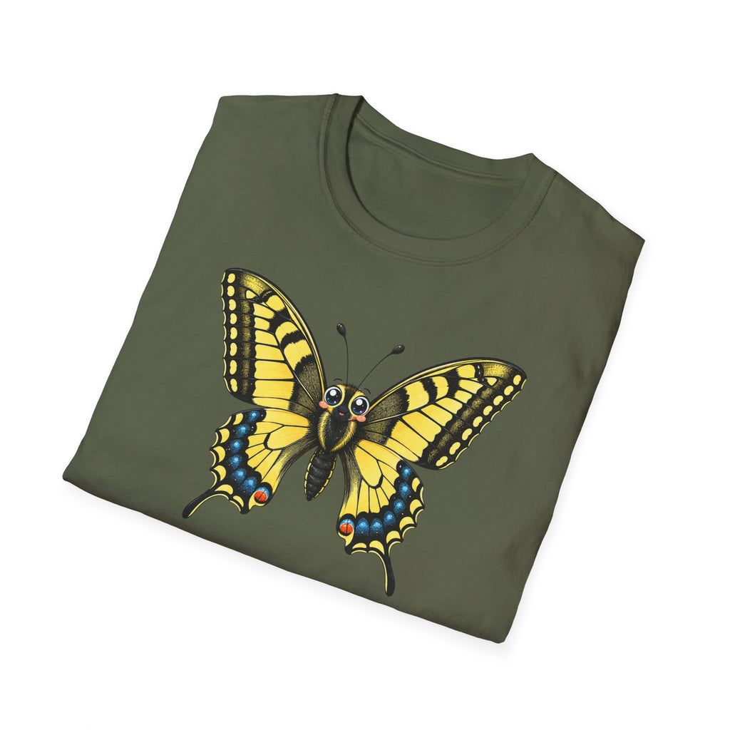 T-shirt graphique papillon — Machaon jaune vintage