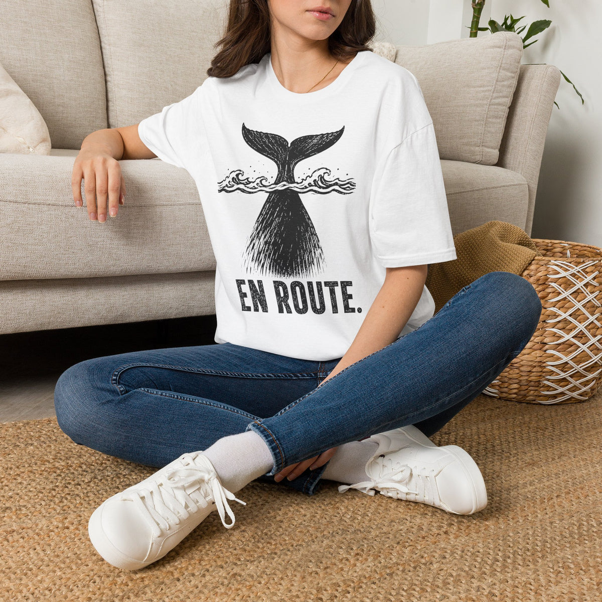 Whale Tail 'En Route' T-Shirt — Nautical Travel Graphic Tee