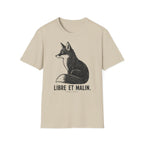 T-shirt illustré avec renard — « Libre et malin » — T-shirt graphique