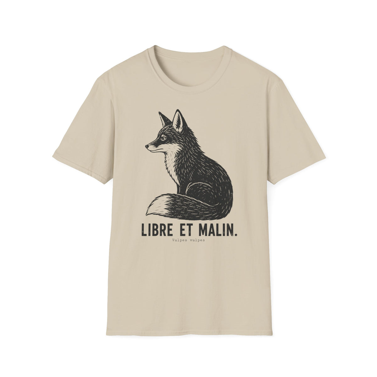 T-shirt illustré avec renard — « Libre et malin » — T-shirt graphique