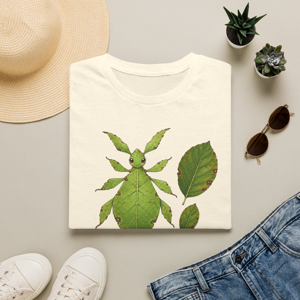 T-shirt Insecte-feuille — Illustration botanique d’un phasme