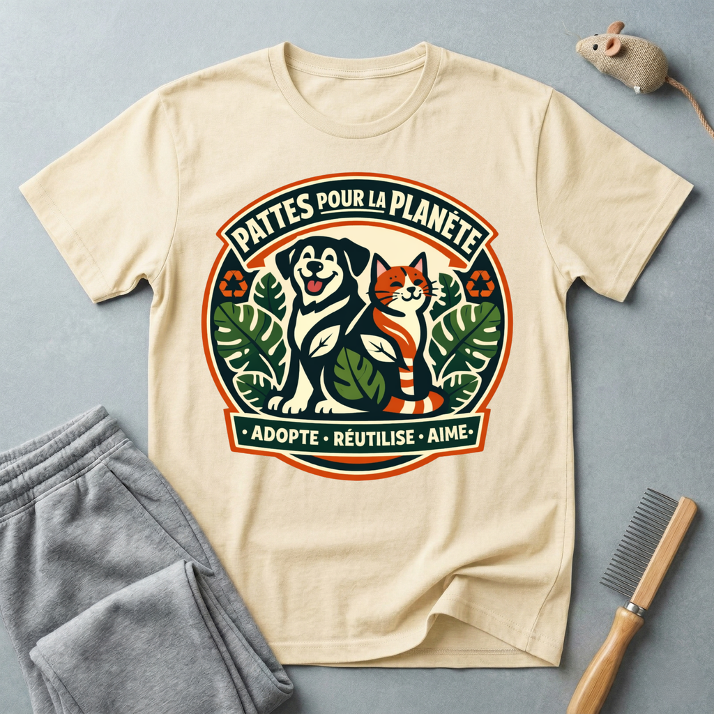 T-Shirt — "Pattes Pour La Planète" Eco Pet Rescue Tee (Adopte • Réutilise • Aime)