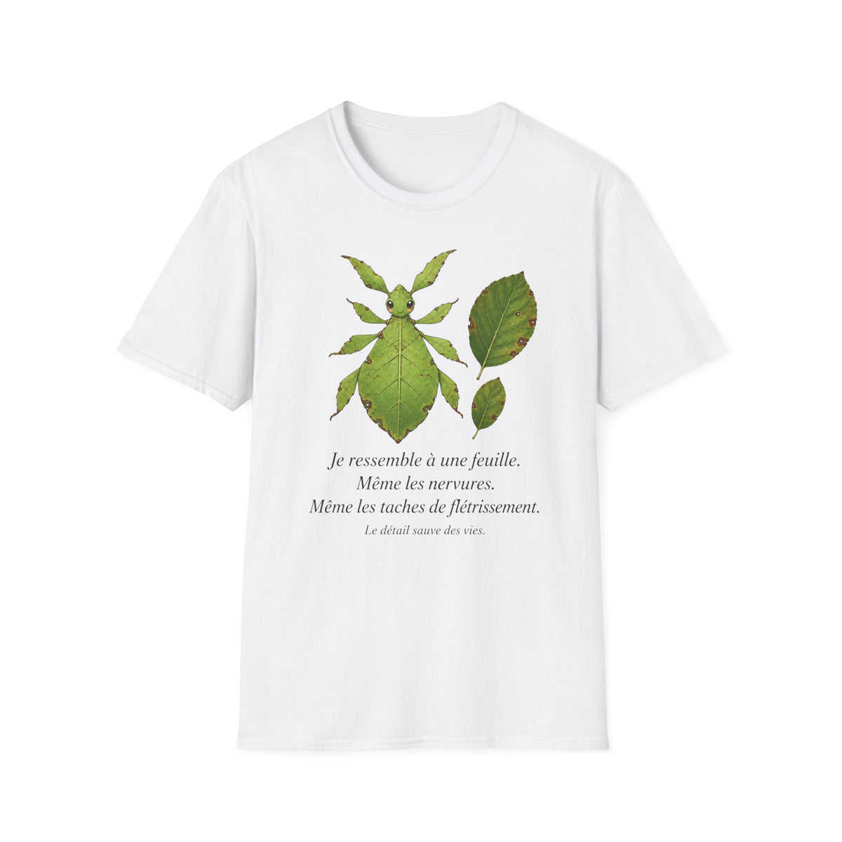 T-shirt Insecte-feuille — Illustration botanique d’un phasme