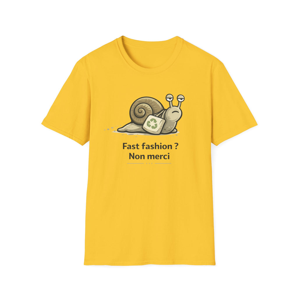 Eco Snail T-Shirt — "Fast fashion? Non merci" Sustainable Fashion Tee