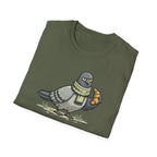 T-Shirt — "Menace biologique locale" Pigeon with Scarf and Croissant Cute Graphic