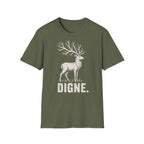T-shirt illustré avec cerf — « DIGNE. » — T-shirt graphique inspiré de la nature