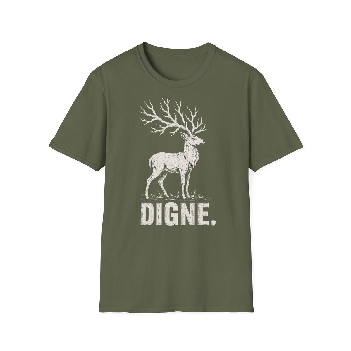T-shirt illustré avec cerf — « DIGNE. » — T-shirt graphique inspiré de la nature