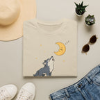 T-shirt Loup hurlant à la lune — Adorable illustration du ciel nocturne