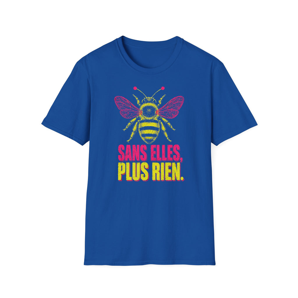 T-shirt graphique Abeille — « Sans elles, plus rien. » — T-shirt féministe en hommage aux pollinisatrices