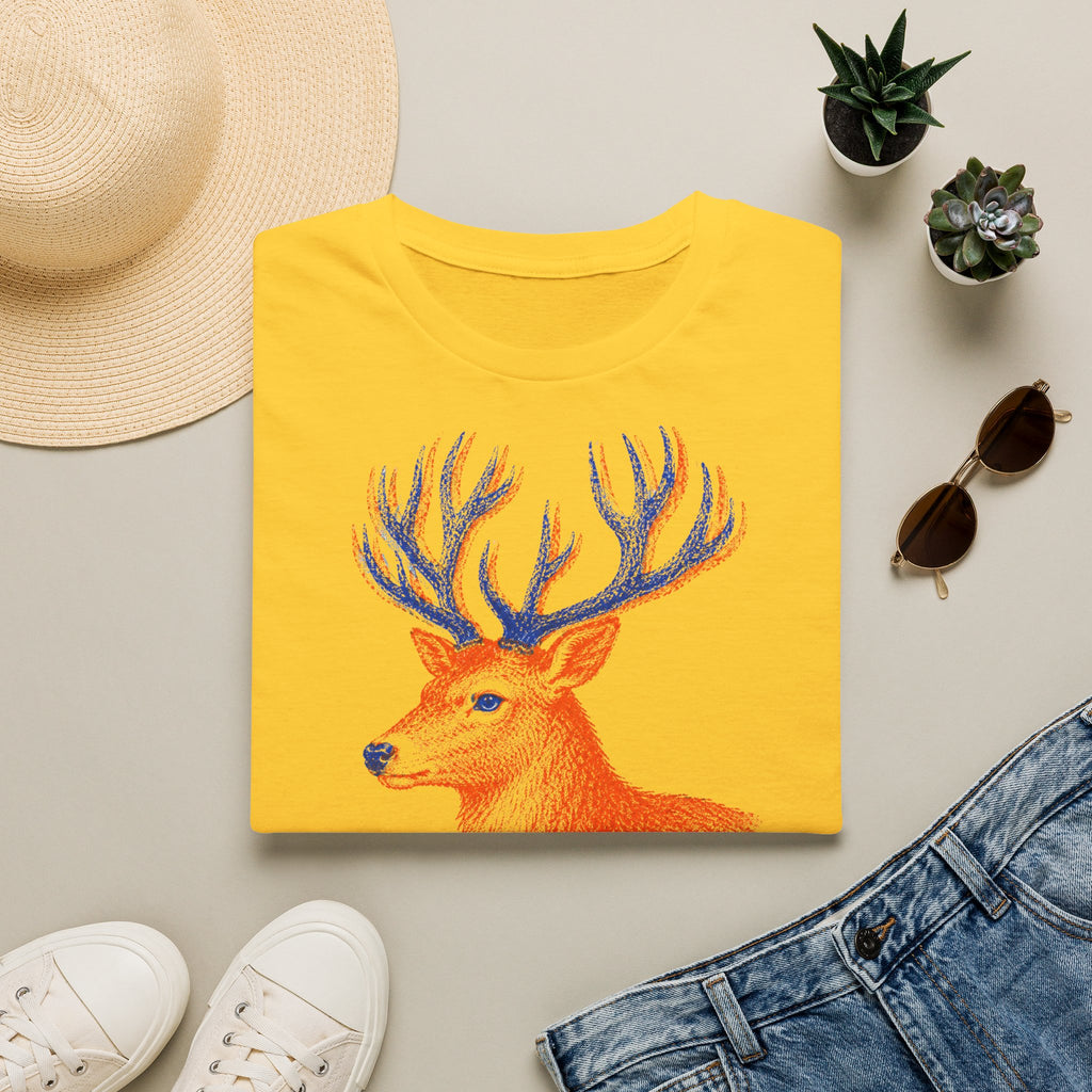 T-shirt illustré avec cerf — « PAS EN VOIE. » — T-shirt graphique vintage avec cerf