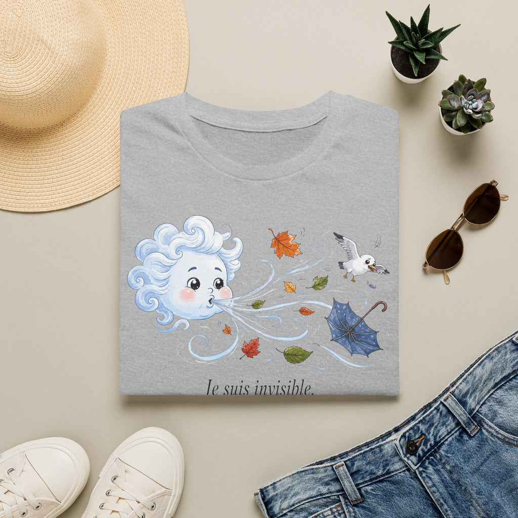 T-shirt — « Je suis invisible » — Illustration fantaisiste du vent