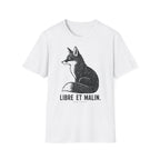 T-shirt illustré avec renard — « Libre et malin » — T-shirt graphique