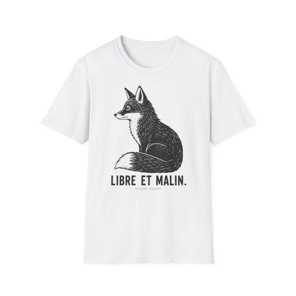 T-shirt illustré avec renard — « Libre et malin » — T-shirt graphique