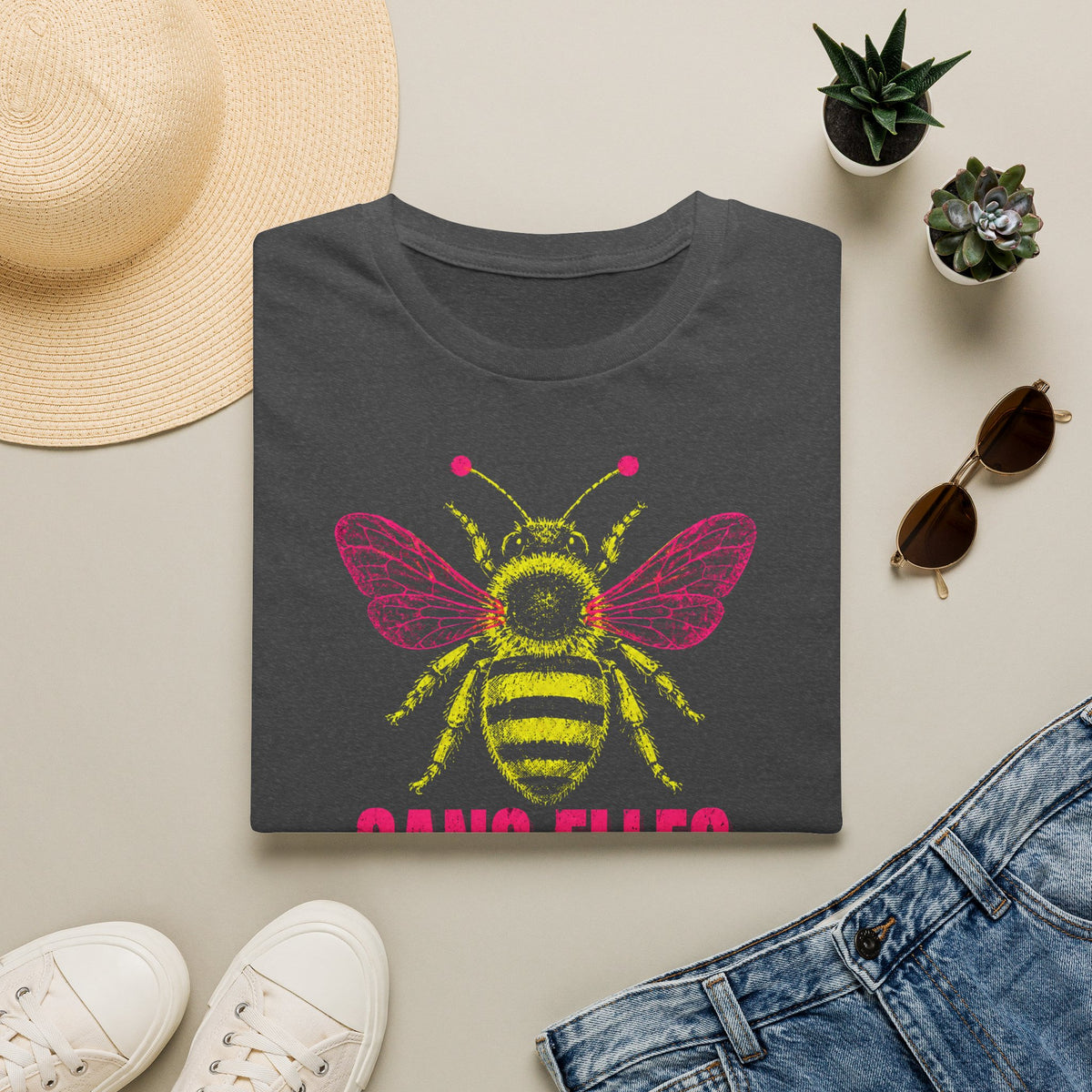 T-shirt graphique Abeille — « Sans elles, plus rien. » — T-shirt féministe en hommage aux pollinisatrices