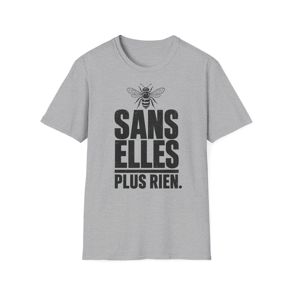 T-shirt — « Sans elles, plus rien » — Illustration graphique d’abeilles
