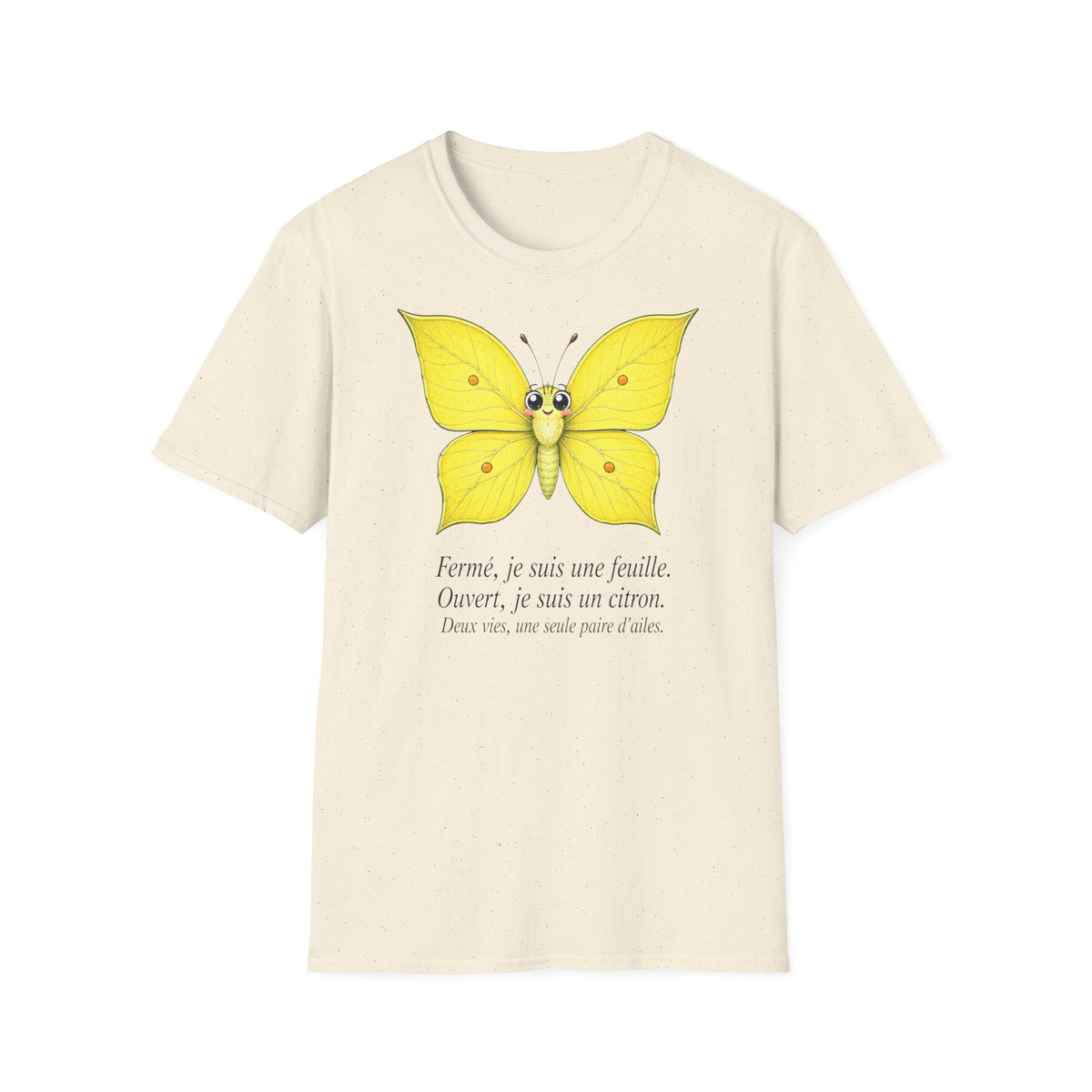 T-shirt papillon jaune avec poème