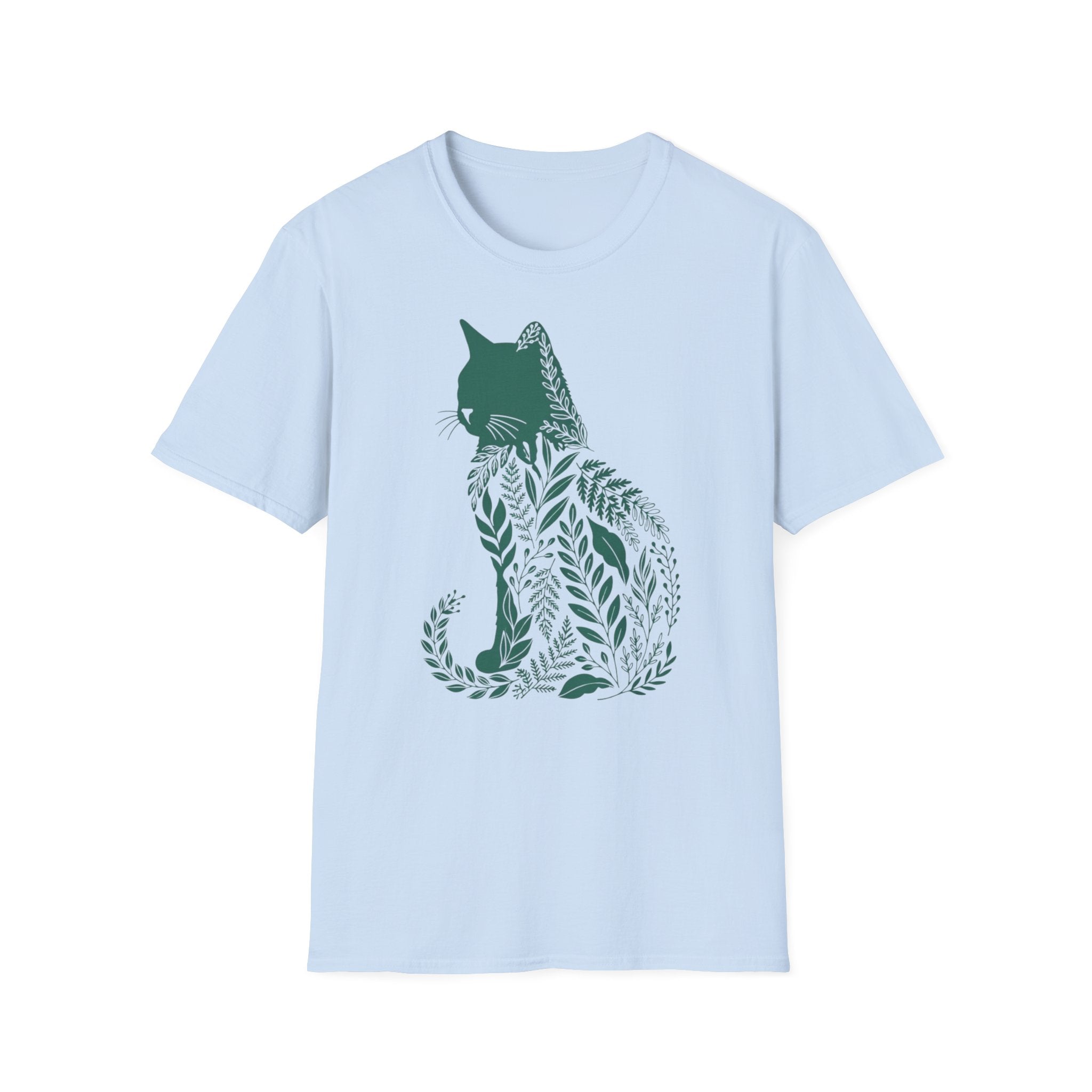 Floral Cat Silhouette T-Shirt