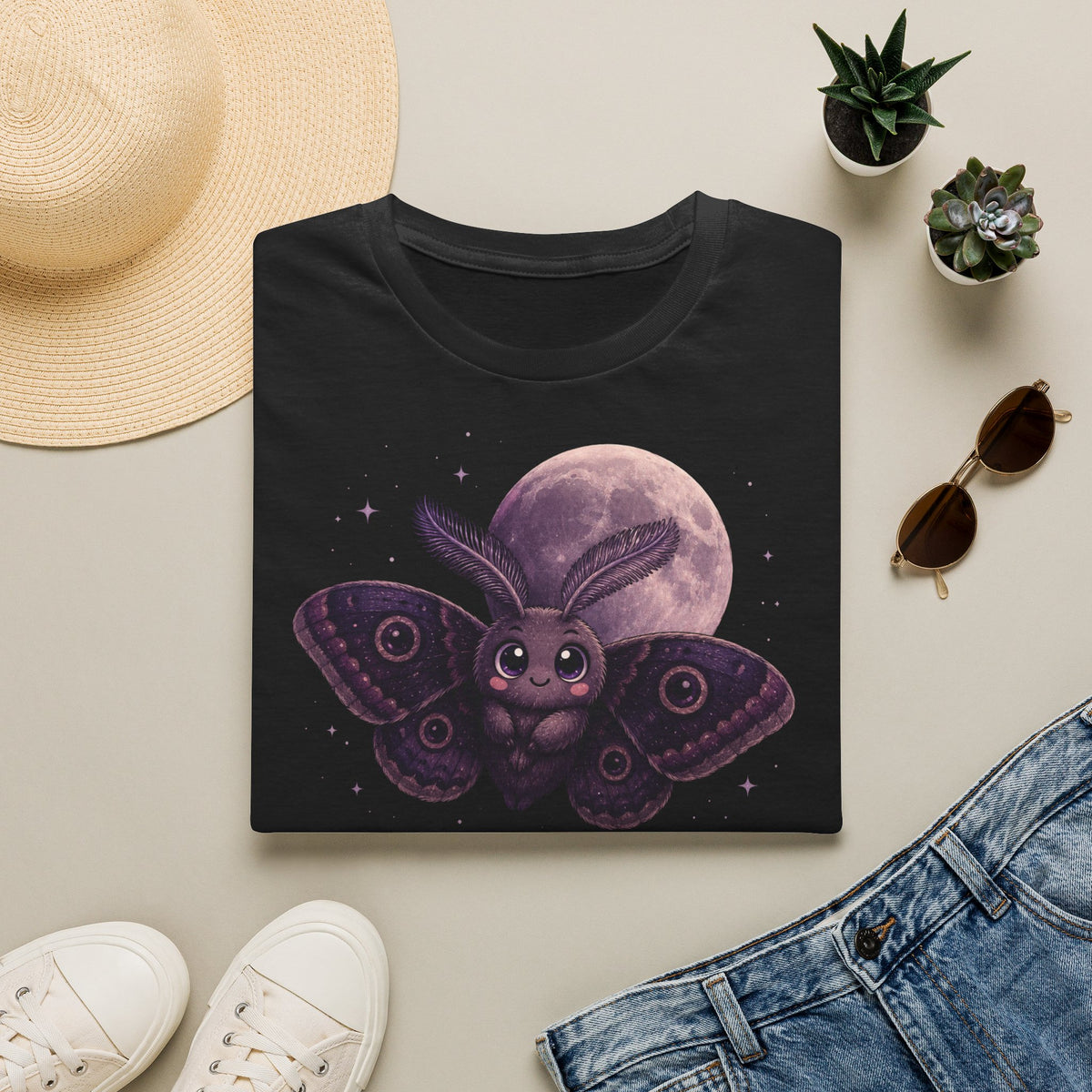 T-shirt avec papillon de nuit et lune — « La Lune » — T-shirt graphique