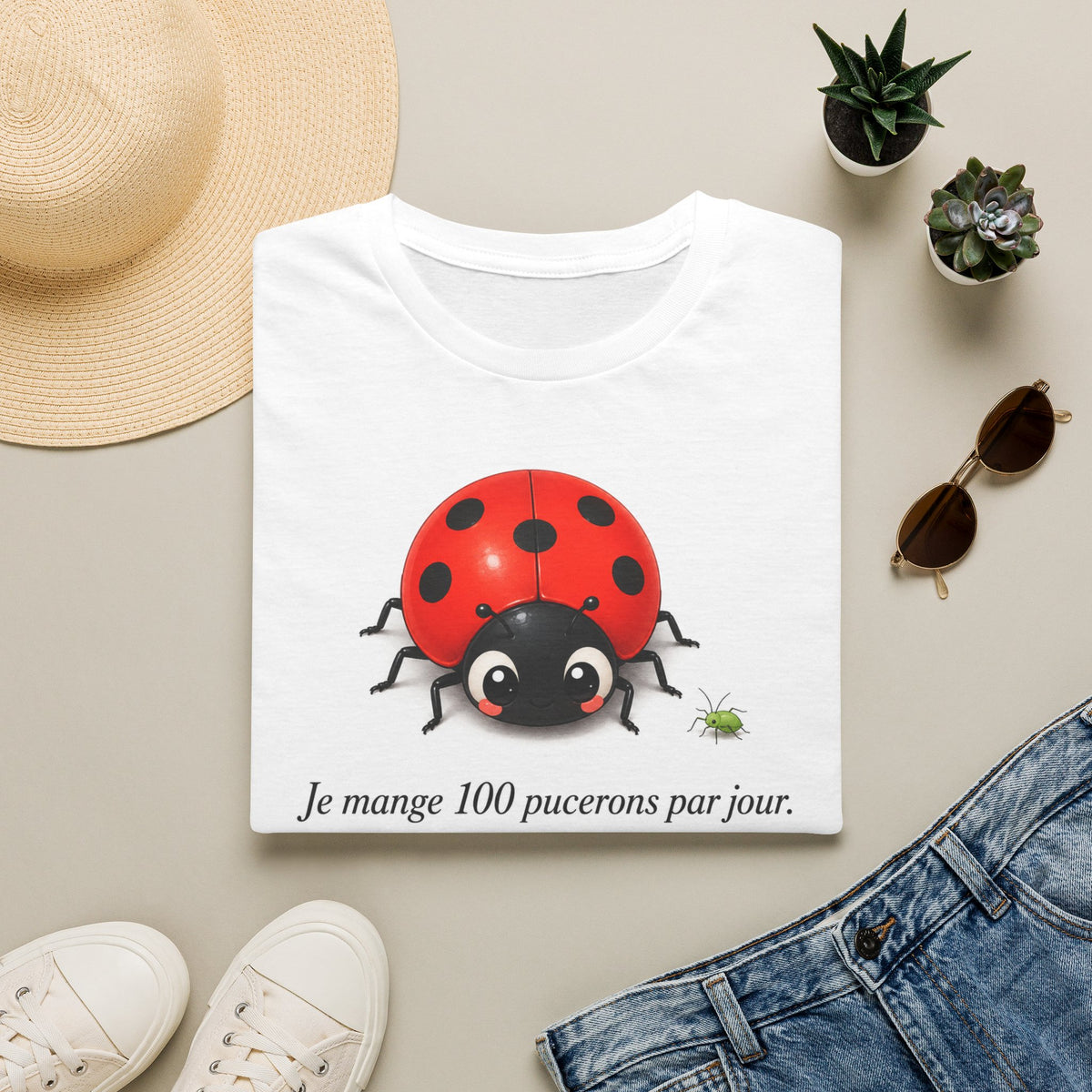 T-shirt Coccinelle — « Je mange 100 pucerons par jour »