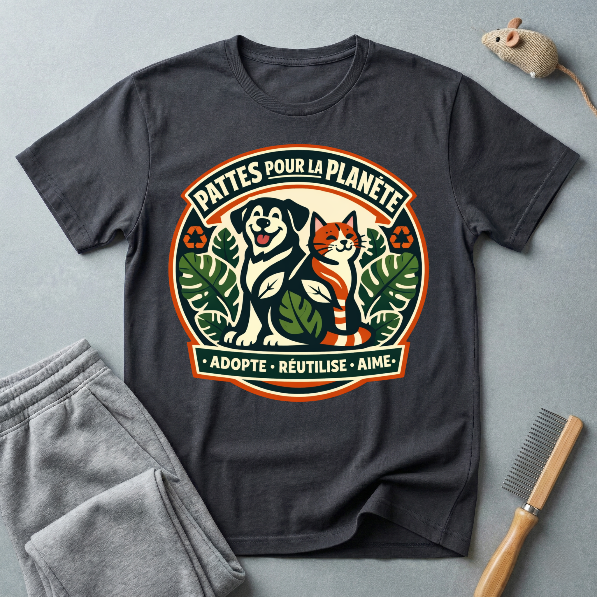 T-Shirt — "Pattes Pour La Planète" Eco Pet Rescue Tee (Adopte • Réutilise • Aime)