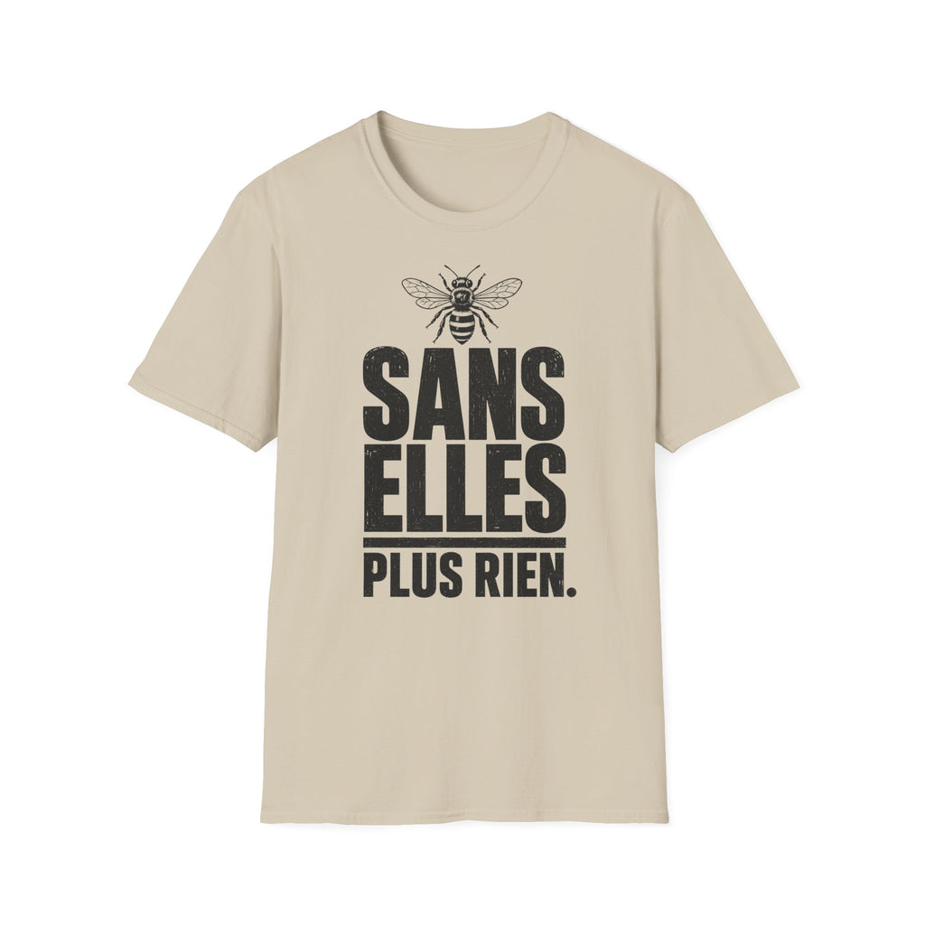 T-shirt — « Sans elles, plus rien » — Illustration graphique d’abeilles