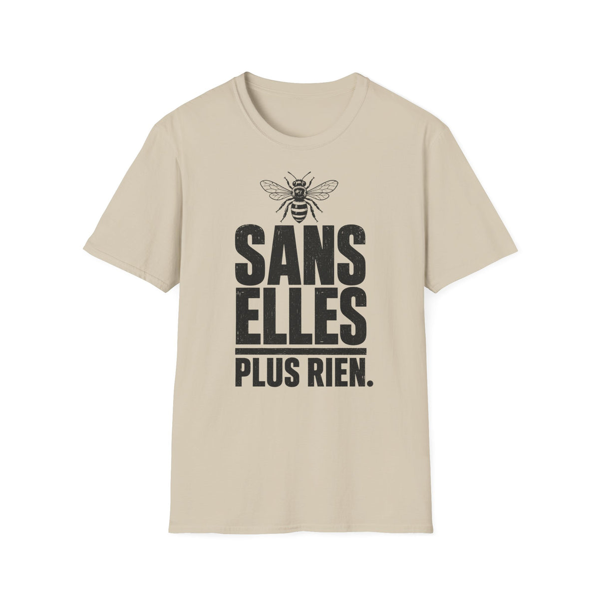 T-shirt — « Sans elles, plus rien » — Illustration graphique d’abeilles