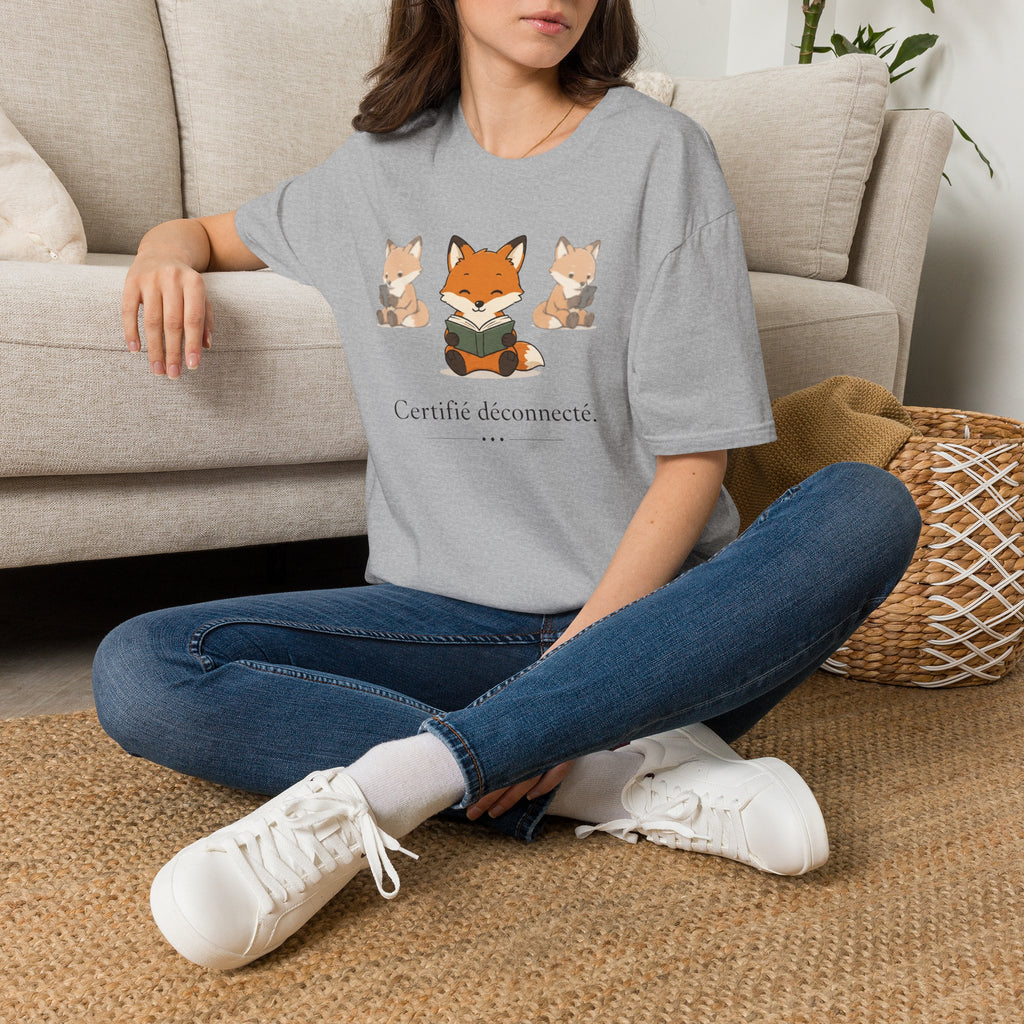 T-shirt Renards lecteurs — Adorables renards dessinés « Reconnecteur certifié »
